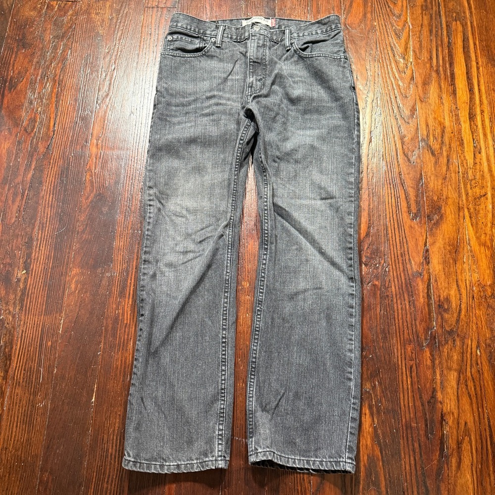 Vintage Levis 505 Jeans Mens 33x30 Black Y2K Straight Leg Faded Whiskers